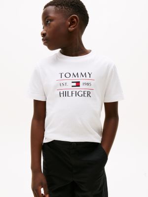 white logo crew neck t-shirt for boys tommy hilfiger