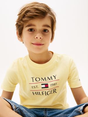 t-shirt con logo giallo da bambini tommy hilfiger