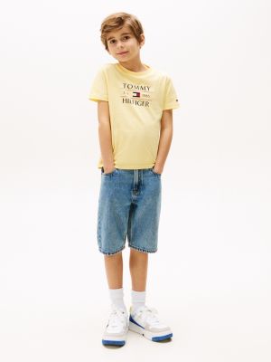 t-shirt con logo giallo da bambini tommy hilfiger