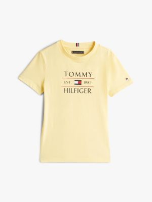 yellow logo crew neck t-shirt for boys tommy hilfiger