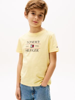 t-shirt con logo yellow da bambini tommy hilfiger