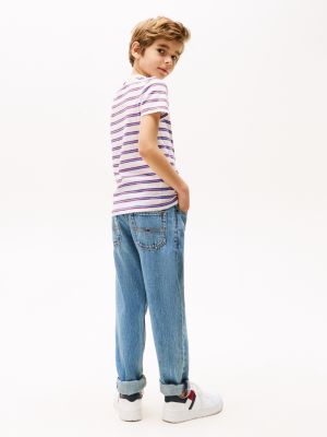 multi stripe linen blend t-shirt for boys tommy hilfiger