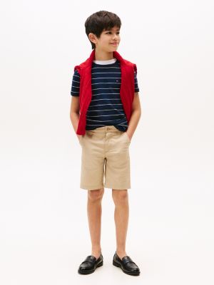 t-shirt in misto lino a righe multicolore da bambini tommy hilfiger