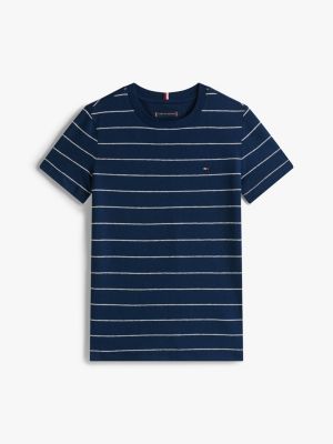 t-shirt in misto lino a righe multicolore da bambini tommy hilfiger