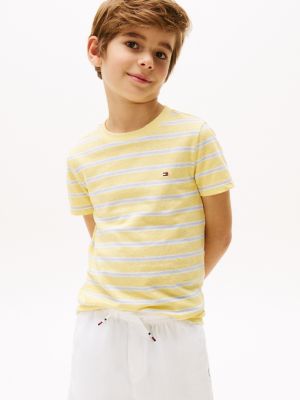 t-shirt in misto lino a righe multi da bambini tommy hilfiger