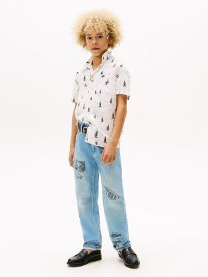 camicia a maniche corte con stampa multicolore da bambini tommy hilfiger