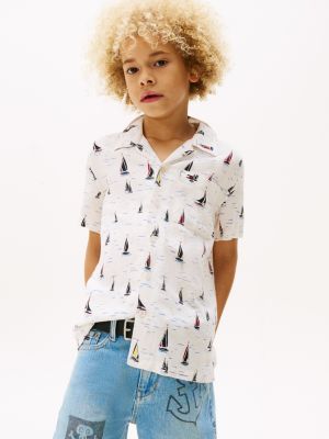 camicia a maniche corte con stampa multi da bambini tommy hilfiger