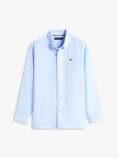 Relaxed Fit Flag Embroidery Linen Blend Shirt — Blue 5