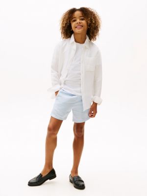 white regular fit linen blend shirt for boys tommy hilfiger