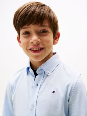 blue regular fit pique shirt for boys tommy hilfiger