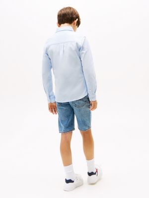 blue regular fit pique shirt for boys tommy hilfiger