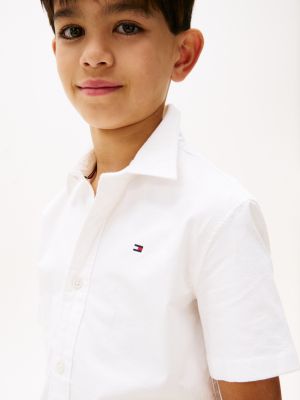 white short sleeve oxford shirt for boys tommy hilfiger