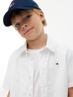 Flag Embroidery Relaxed Short Sleeve Oxford Shirt — White 3