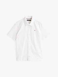 Flag Embroidery Relaxed Short Sleeve Oxford Shirt — White 5