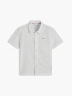 Flag Embroidery Relaxed Short Sleeve Oxford Shirt — White 6