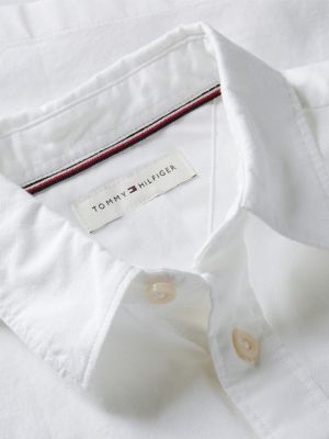 chemise oxford essential à drapeau brodé blanc pour garçons tommy hilfiger
