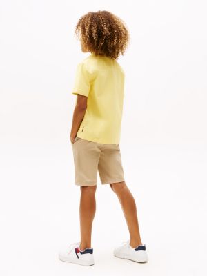 camicia oxford a maniche corte giallo da bambini tommy hilfiger