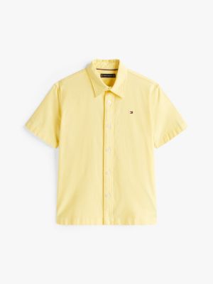 chemise oxford à manches courtes jaune pour garçons tommy hilfiger