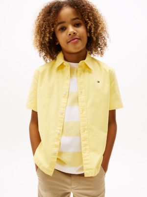 yellow short sleeve oxford shirt for boys tommy hilfiger