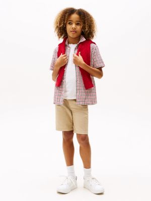 camicia in seersucker a maniche corte multicolore da bambini tommy hilfiger