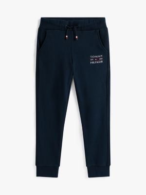 blau jogginghose mit logo und bündchen für jungen - tommy hilfiger