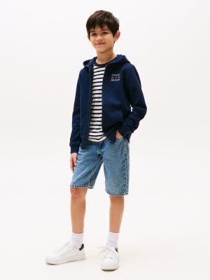 blue logo zip-thru hoody for boys tommy hilfiger