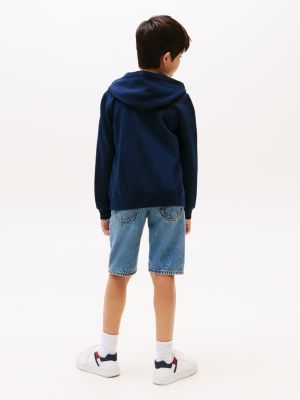 blau hoodie mit reißverschluss und logo für jungen - tommy hilfiger