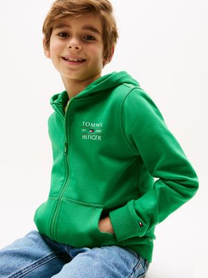 green logo zip-thru hoody for boys tommy hilfiger