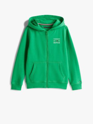 green logo zip-thru hoody for boys tommy hilfiger