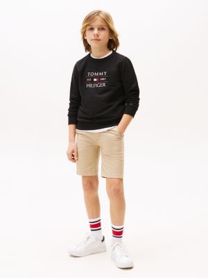 felpa con logo nero da bambini tommy hilfiger