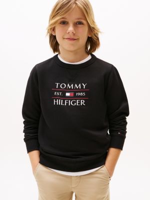 felpa con logo nero da bambini tommy hilfiger