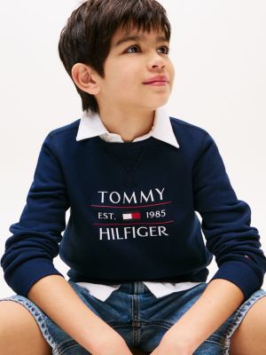 felpa con logo blu da bambini tommy hilfiger