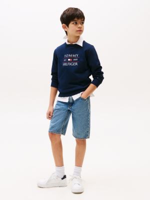 blauw sweatshirt met logo voor jongens - tommy hilfiger