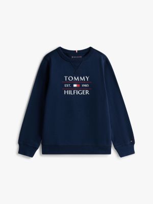 blue logo sweatshirt for boys tommy hilfiger