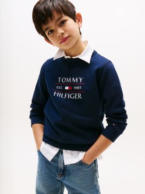 blue logo sweatshirt for boys tommy hilfiger