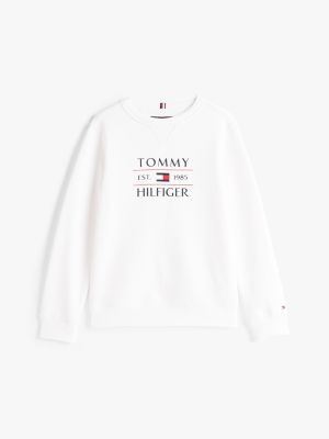 felpa con logo bianco da bambini tommy hilfiger