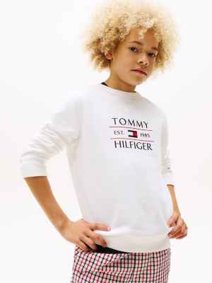 sudadera con logo white de niños tommy hilfiger