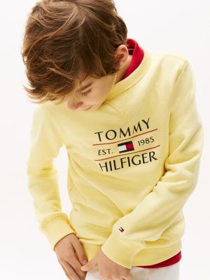 yellow logo sweatshirt for boys tommy hilfiger