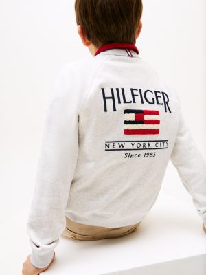 biały luźna bluza z flagą hilfiger dla chłopcy - tommy hilfiger