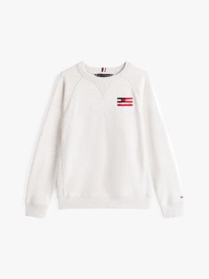 biały luźna bluza z flagą hilfiger dla chłopcy - tommy hilfiger