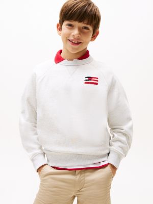 white hilfiger flag relaxed fit sweatshirt für jungen - tommy hilfiger