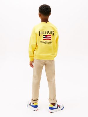 gelb hilfiger flag relaxed fit sweatshirt für jungen - tommy hilfiger