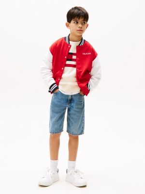 multi colour-blocked oversized bomber jacket for boys tommy hilfiger