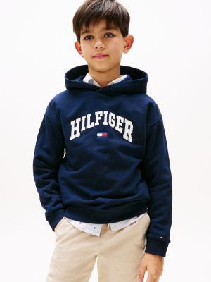 felpa varsity con cappuccio e logo blue da bambini tommy hilfiger