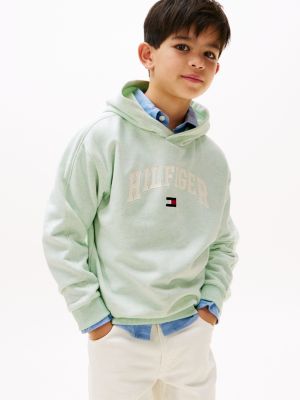 groen varsity hoodie met logo voor jongens - tommy hilfiger