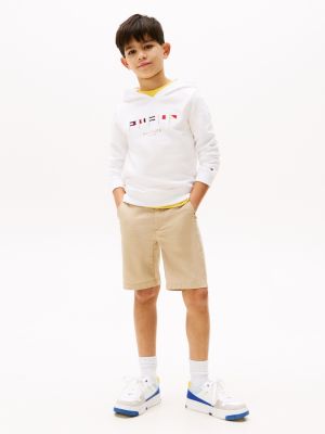 sweat à capuche à drapeaux brodés blanc pour garçons tommy hilfiger