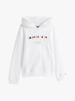 white multi-flag embroidery hoody for boys tommy hilfiger