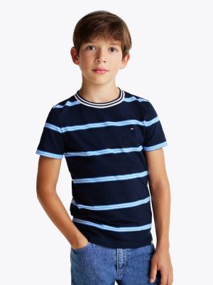 multi stripe crew neck t-shirt for boys tommy hilfiger