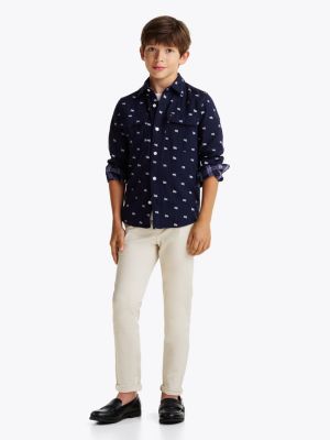 blue flag flap pocket shirt for boys tommy hilfiger