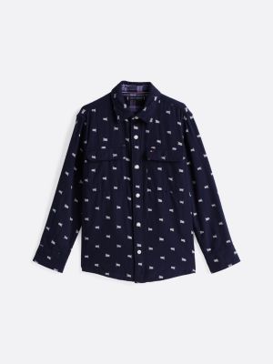 blue flag flap pocket shirt for boys tommy hilfiger